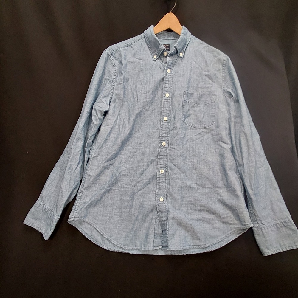 J.Crew Mens Light Blue Indigo Chambray Button Down Shirt CF818 Size M